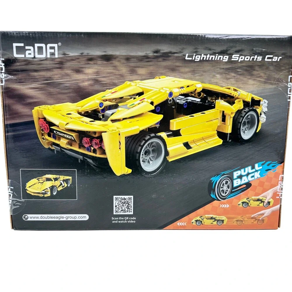 CaDA Building Block Set Lightning Sports Car C52021W Yellow Pull Back New in Box